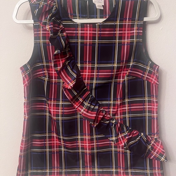 J. Crew Ruffled Sleeveless Black and Red Blouse 310 - Picture 4 of 10